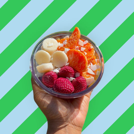 (WICKLESS) FRUIT BOWL CANDLE (Mandarin,strawberries,Bananas)