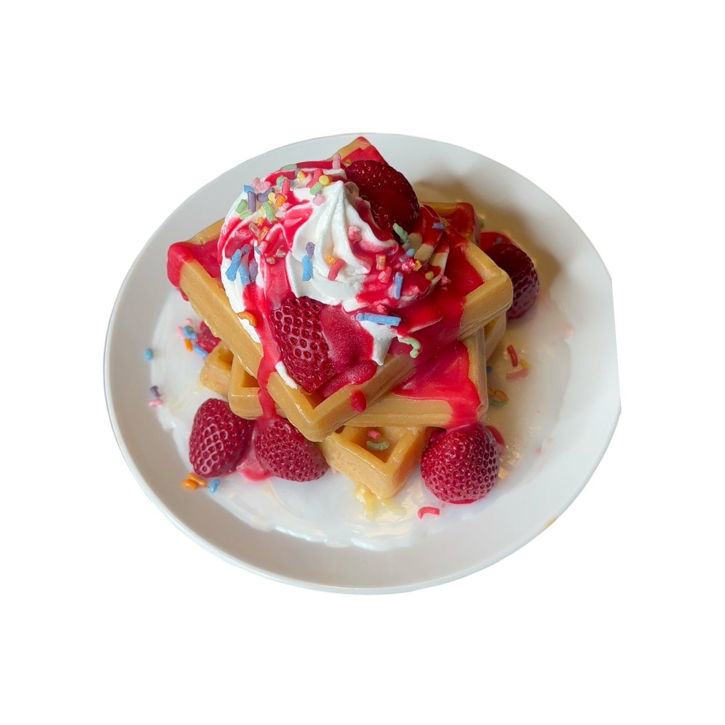 (WICK-LESS) BELGIAN WAFFLES W/ STRAWBERRIES CANDLE (sugar cookie & strawberry scented)