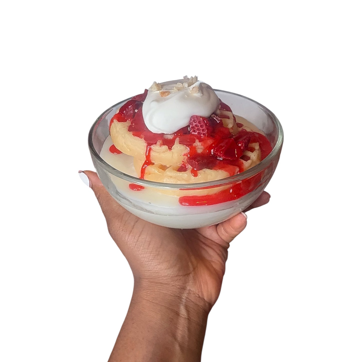 (WICK-LESS) WAFFLE & STRAWBERRIES CANDLE (strawberry cheesecake & maple pancakes scented)